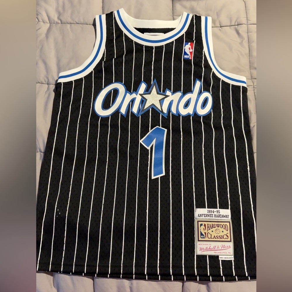 Mitchell & Ness Black Pinstripe Hardwood Classics Jersey